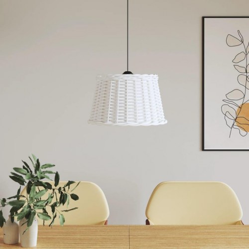 Lampeskærm til loftlampe Ø45 × 28 cm - flet, hvid