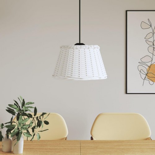 Lampeskærm til loftlampe Ø50 × 30 cm - flet, hvid