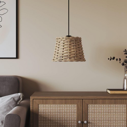 Lampeskærm til loftlampe Ø20 × 15 cm - flet, brun