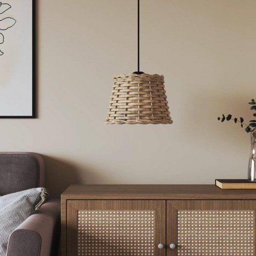 Lampeskærm til loftlampe Ø20 × 15 cm - flet, brun