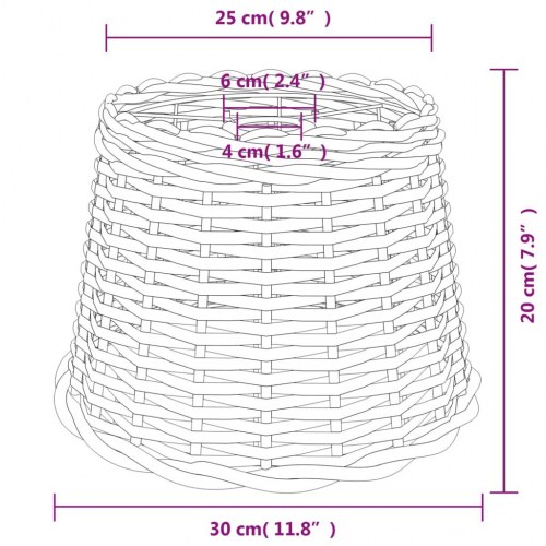 Lampeskærm til loftlampe Ø30 × 20 cm - flet, brun