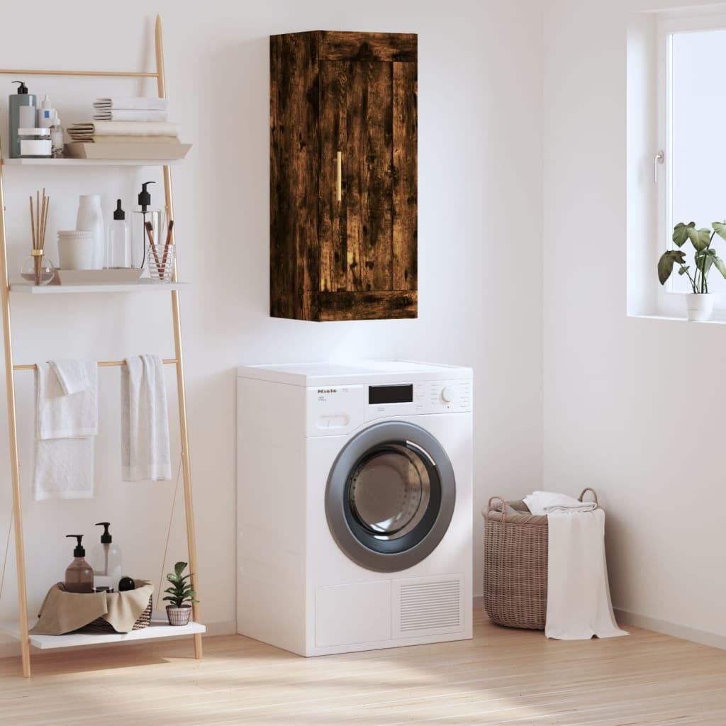 Vægskab 34,5x34x90 cm konstrueret træ røget egetræsfarve billede