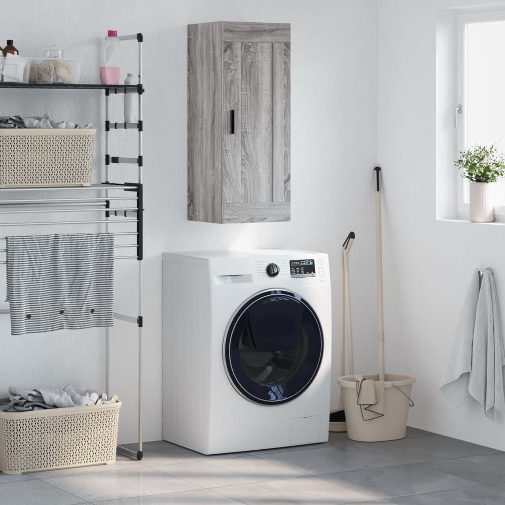 Vægskab 34,5x34x90 cm konstrueret træ grå sonoma-eg billede