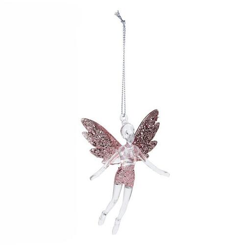 Hængende dekoration Christmas Decoration Juletræ Pink Engel Plastik 8 x 3 x 13 cm