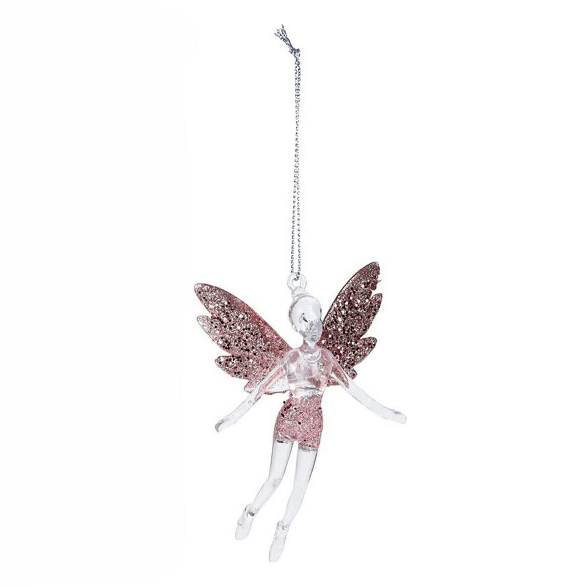 Hængende dekoration Christmas Decoration Juletræ Pink Engel Plastik 8 x 3 x 13 cm