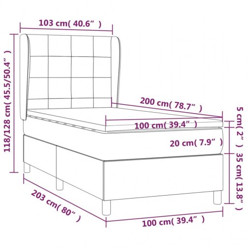 Kontinentalseng med madras 100×200 cm - stof, gråbrun