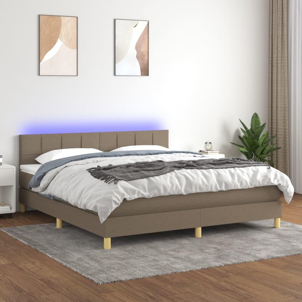 Kontinentalseng Med Led-Lys Stof Gråbrun - Blok med firkanter / 180 x 200 cm