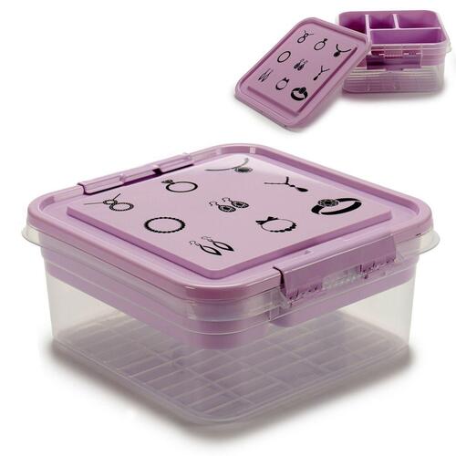 Smykkeskrin Lilla Gennemsigtig Plastik 24,5 x 11,5 x 26 cm (12 enheder)