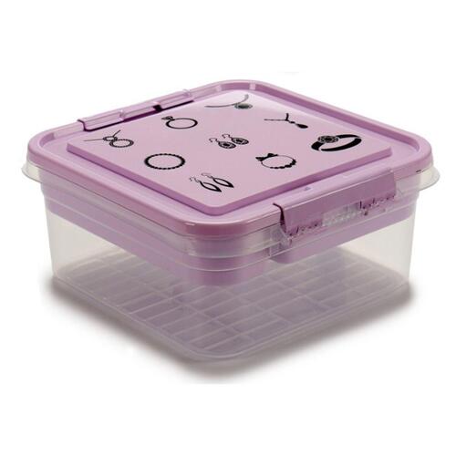 Smykkeskrin Lilla Gennemsigtig Plastik 24,5 x 11,5 x 26 cm (12 enheder)