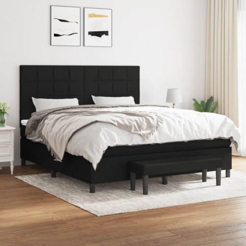 Kontinentalseng med madras 180×200 cm - stof, sort