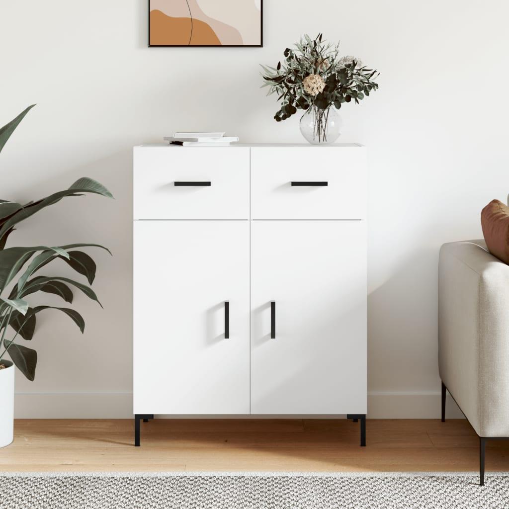 Skænk i hvid - 69,5 × 34 × 90 cm, konstrueret træ med metalben