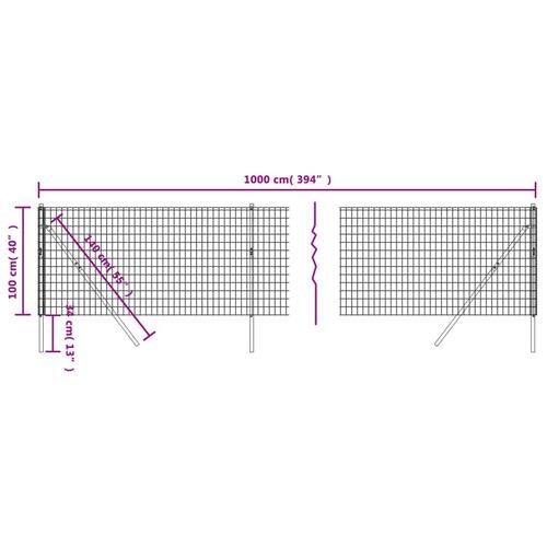 Trådhegn 1x10 m galvaniseret stål antracitgrå