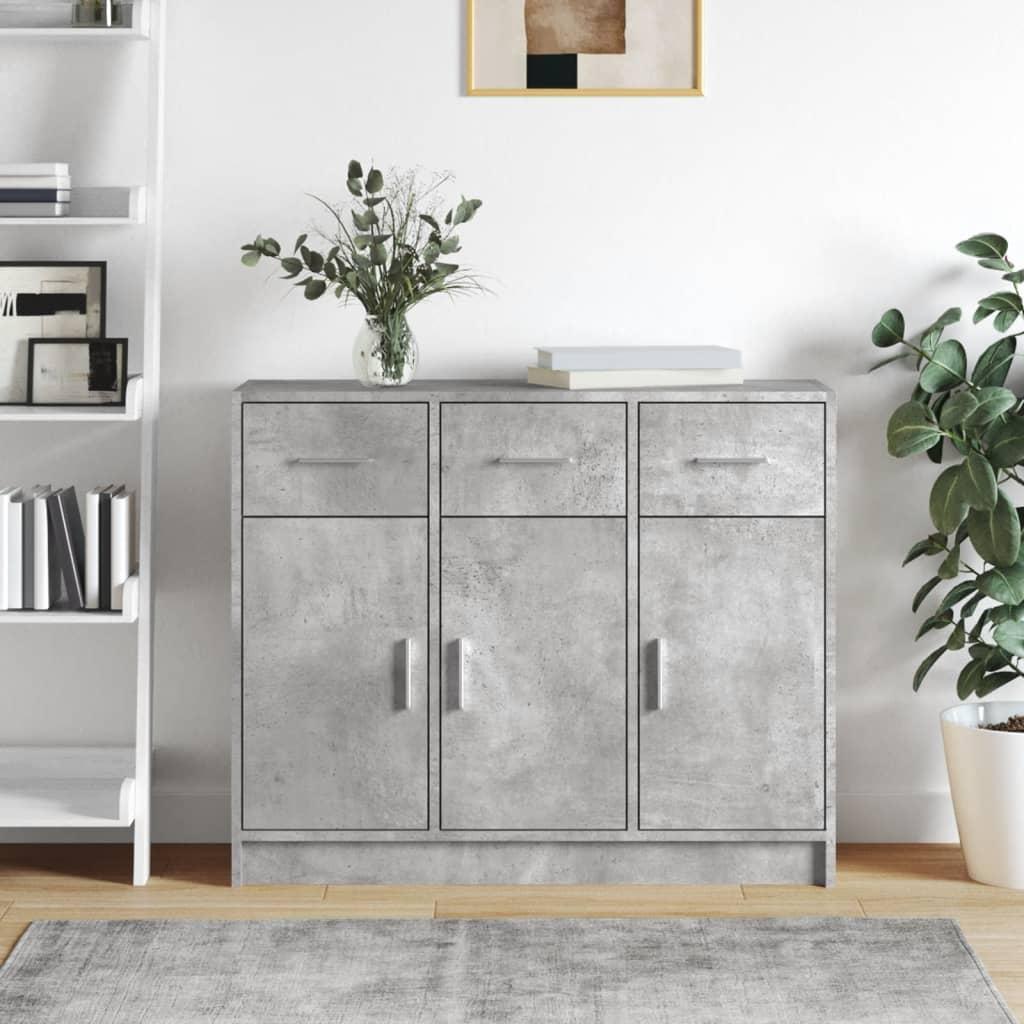 Skab 91X28X75 Cm Konstrueret Træ Etræsfarve - Betongrå