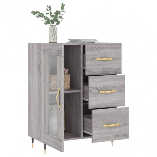 Skænk med glaslåge 69,5 x 34 x 90 cm - grå sonoma-eg