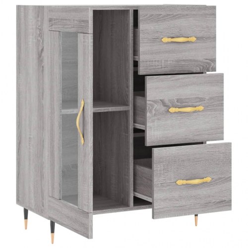 Skænk med glaslåge 69,5 x 34 x 90 cm - grå sonoma-eg