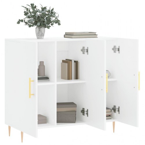 Skænk 90×34×80 cm i konstrueret træ - hvid med metalben