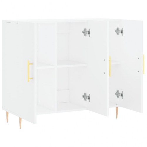 Skænk 90×34×80 cm i konstrueret træ - hvid med metalben