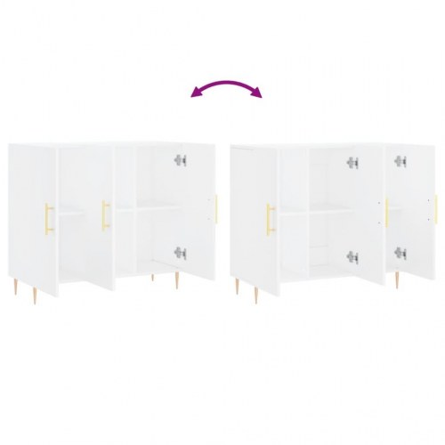 Skænk 90×34×80 cm i konstrueret træ - hvid med metalben