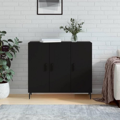 Skab 90x34x80 cm konstrueret træ sort