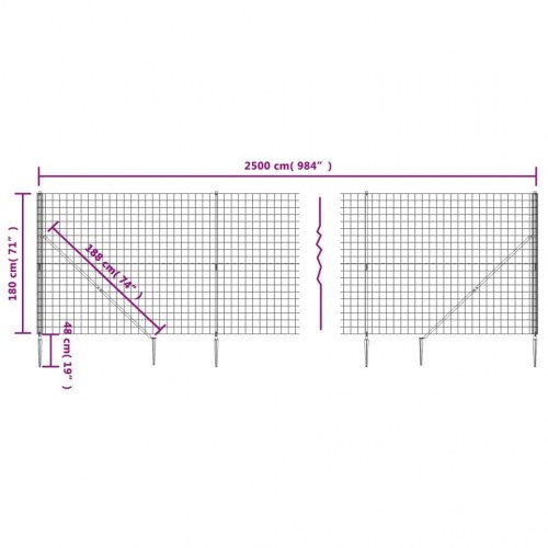 Trådhegn med jordspyd 1,8 × 25 m - grøn, galvaniseret stål med PVC