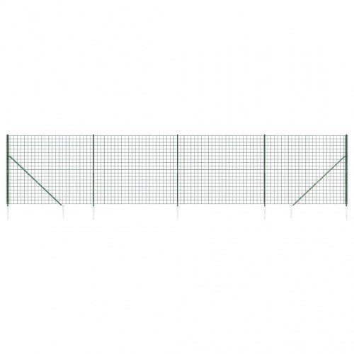 Trådhegn med jordspyd 2,2 × 10 m - grøn, galvaniseret stål med PVC