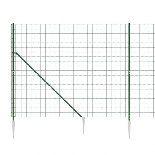 Trådhegn med jordspyd 2,2 × 10 m - grøn, galvaniseret stål med PVC