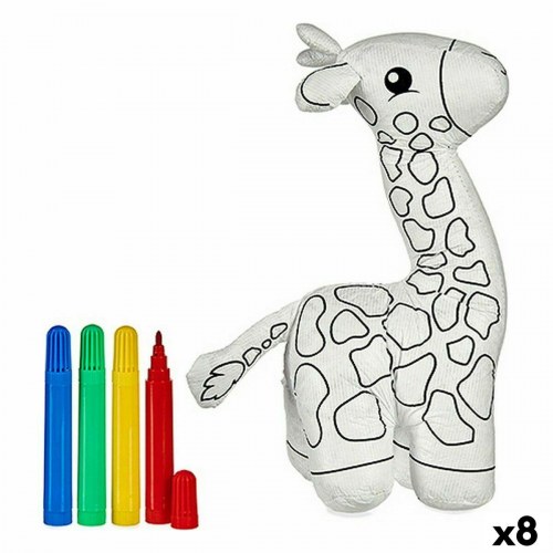 Farveplys - giraf, hvid/sort, 9 × 23 × 15 cm (8 stk.)
