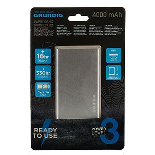 Powerbank Grundig 4000 mAh Sølvfarvet (6 enheder)