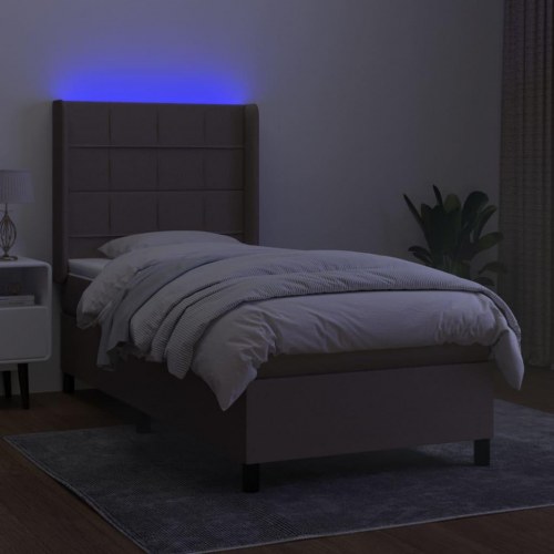 Kontinentalseng med LED-lys 90×200 cm - stof gråbrun