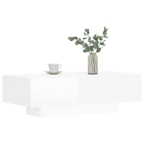Sofabord 100x49,5x31 cm konstrueret træ hvid højglans
