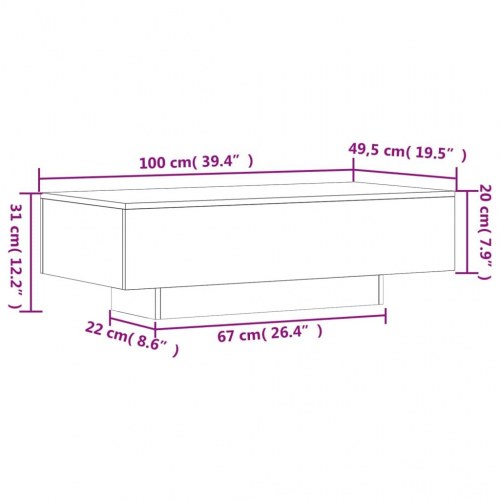 Sofabord 100x49,5x31 cm konstrueret træ brun egetræsfarve