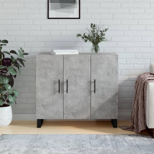Skænk 90×34×80 cm i konstrueret træ - betongrå med metalben