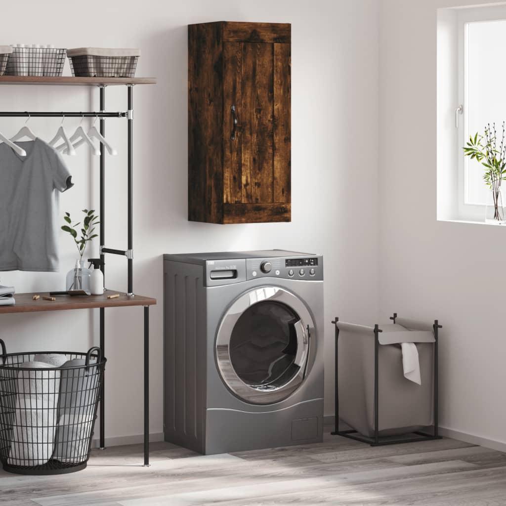 Vægskab 34,5x34x90 cm konstrueret træ røget egetræsfarve billede