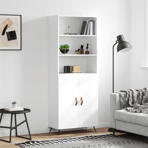 Højskab 69,5x34x180 cm konstrueret træ hvid
