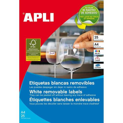 Printer labels Apli Hvid 25 Ark 45 x 8 mm