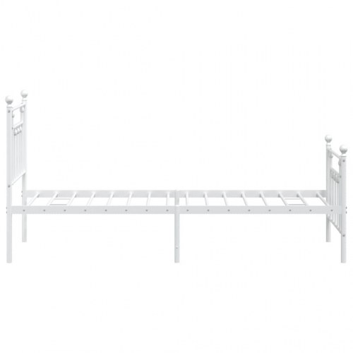 Sengeramme med sengegavl og fodgærde 75x190 cm metal hvid