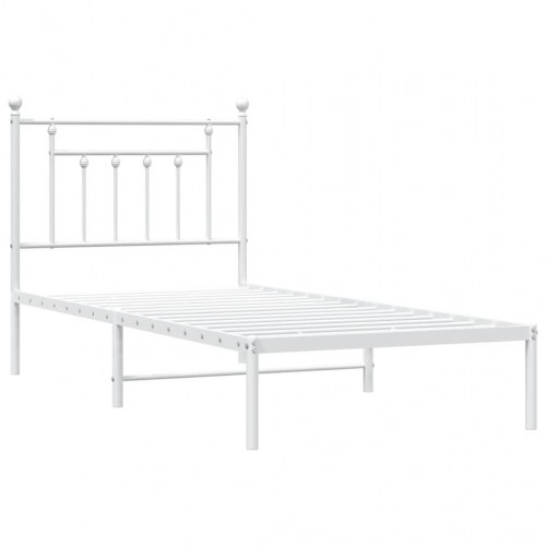 Sengeramme med sengegavl 90×190 cm - metal, hvid