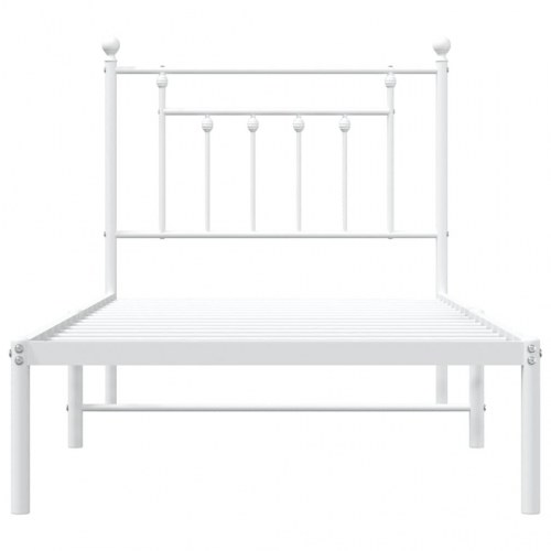 Sengeramme med sengegavl 90×190 cm - metal, hvid
