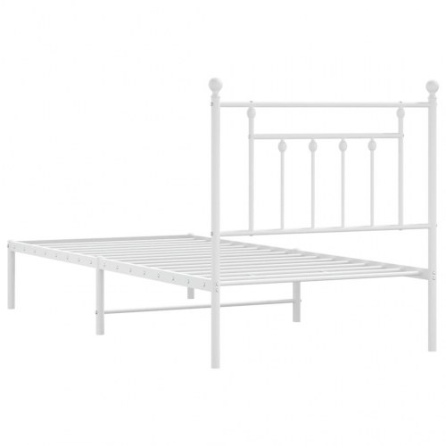 Sengeramme med sengegavl 90×190 cm - metal, hvid