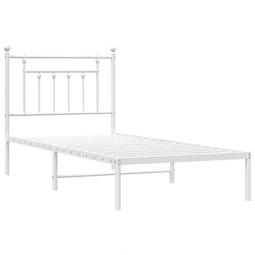 Sengeramme med sengegavl 90×200 cm - metal, hvid