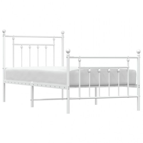 Sengeramme i metal med gavl og fodgærde 90x200 cm - hvid