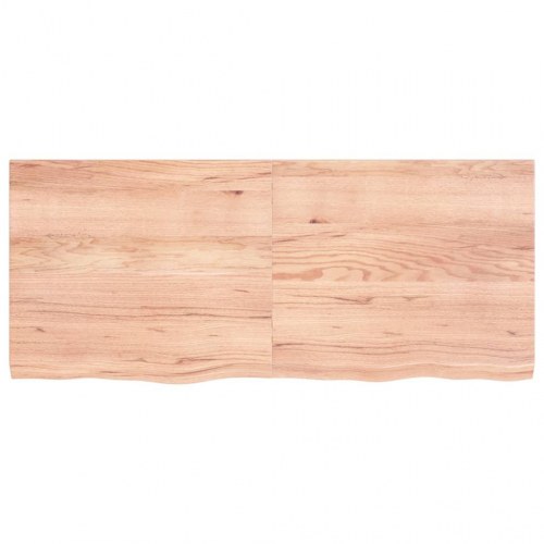 Væghylde i massivt egetræ 140×60×(2-4) cm - lysebrun, behandlet med naturlig kant