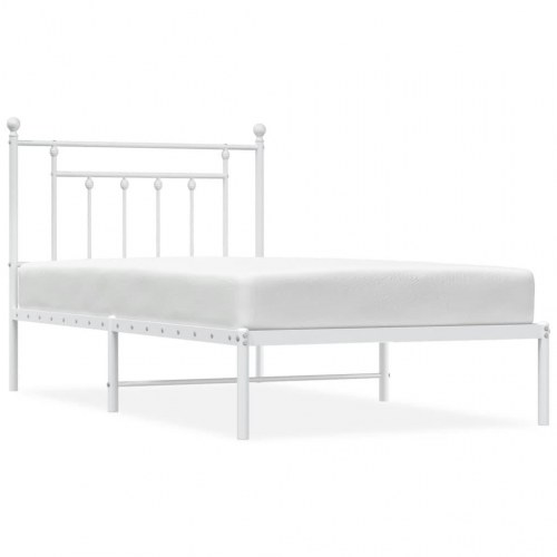 Sengeramme med sengegavl 100×190 cm - metal, hvid