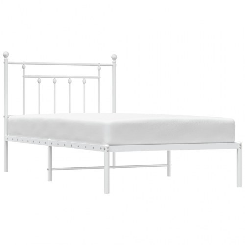 Sengeramme med sengegavl 100×190 cm - metal, hvid