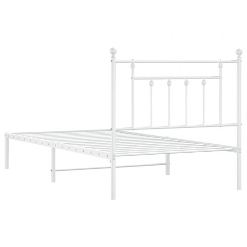 Sengeramme med sengegavl 100×190 cm - metal, hvid