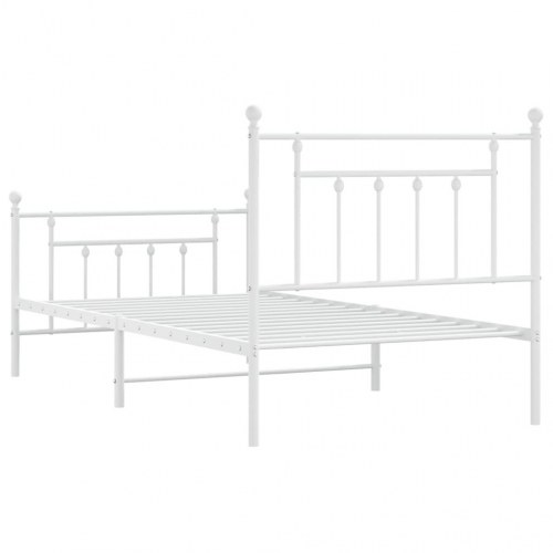 Sengeramme med gavl og fodgærde 100×190 cm - metal, hvid