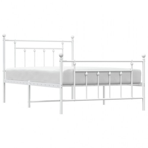 Sengeramme i metal med sengegavl og fodgærde 107×203 cm - hvid