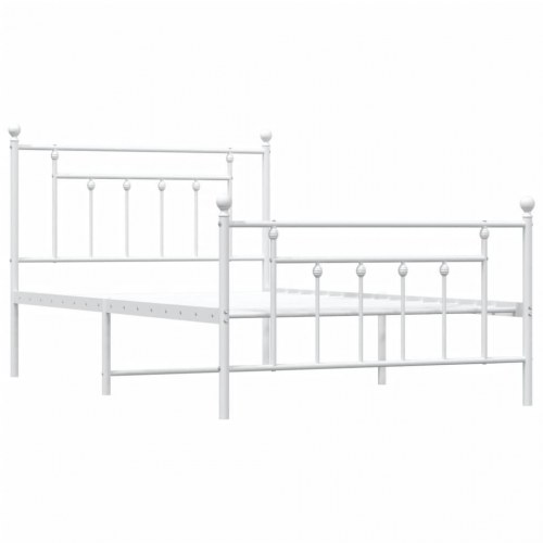 Sengeramme i metal med sengegavl og fodgærde 107×203 cm - hvid