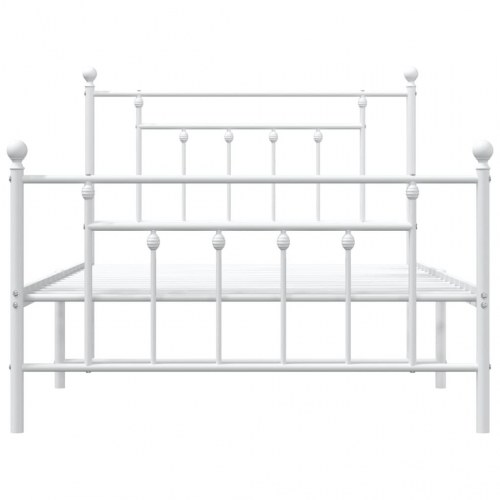 Sengeramme i metal med sengegavl og fodgærde 107×203 cm - hvid