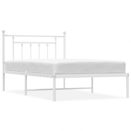 Sengeramme med sengegavl 100×200 cm - metal, hvid